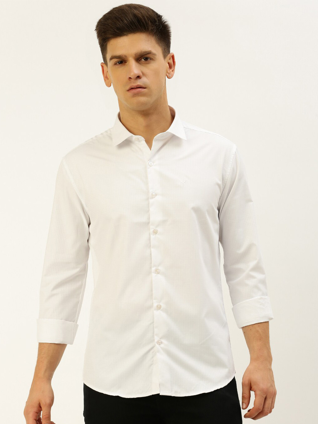 

SHOWOFF Classic Slim Fit Self Design Cotton Casual Shirt, White