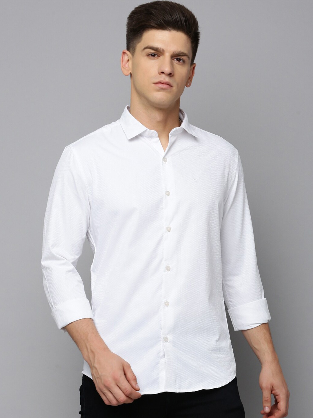 

SHOWOFF Classic Slim Fit Self Design Cotton Casual Shirt, White