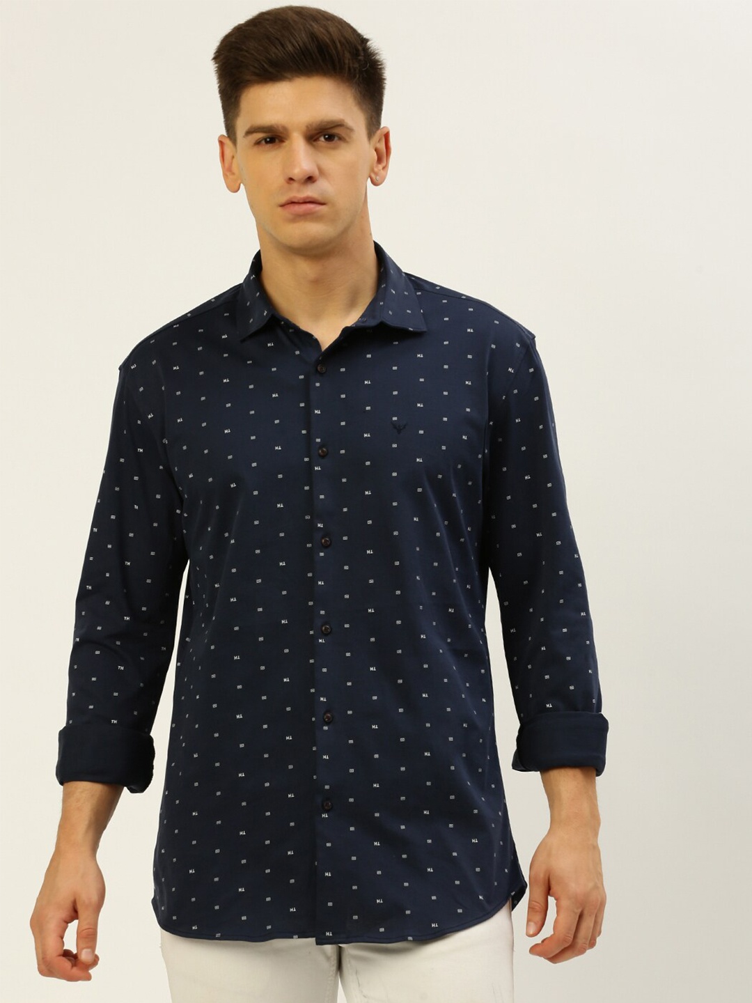 

SHOWOFF Comfort Slim Fit Micro Ditsy Printed Casual Shirt, Navy blue