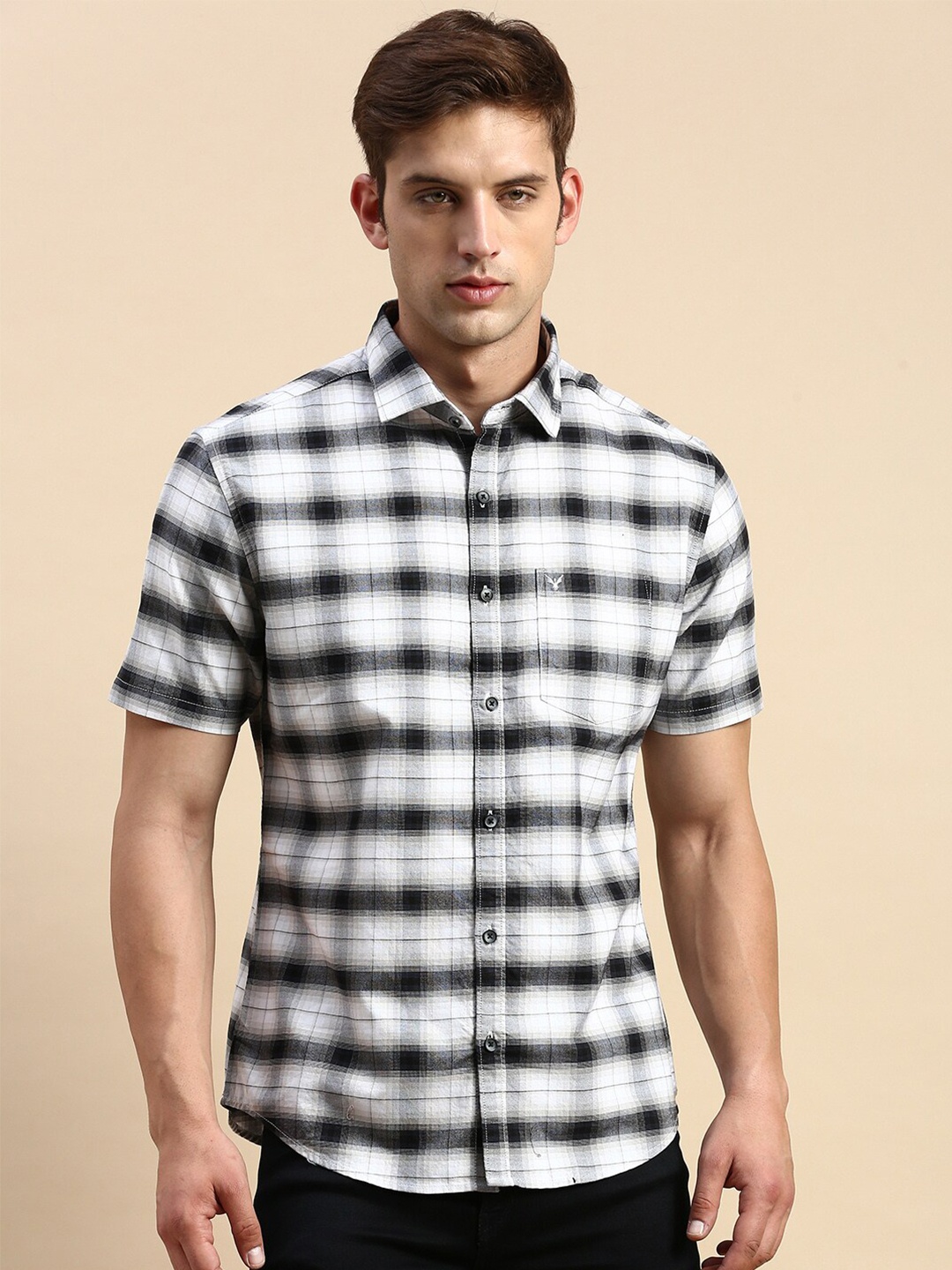 

SHOWOFF Comfort Fit Checked Casual Cotton Shirt, Off white