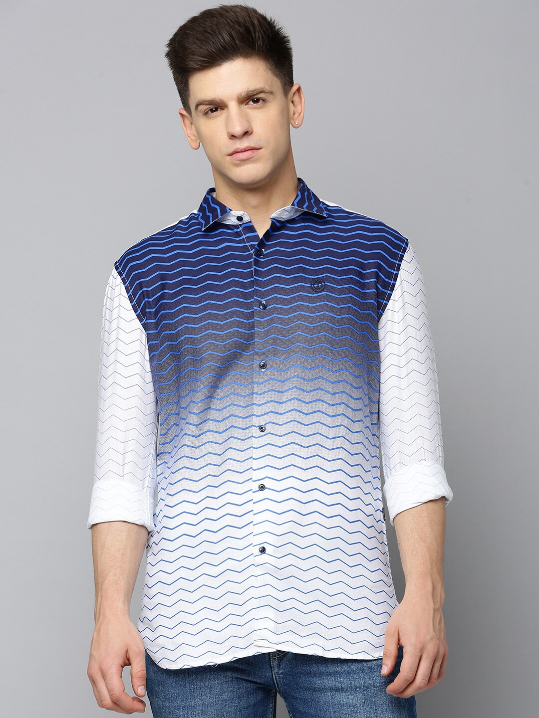 

SHOWOFF Comfort Horizontal Striped Cotton Casual Shirt, White