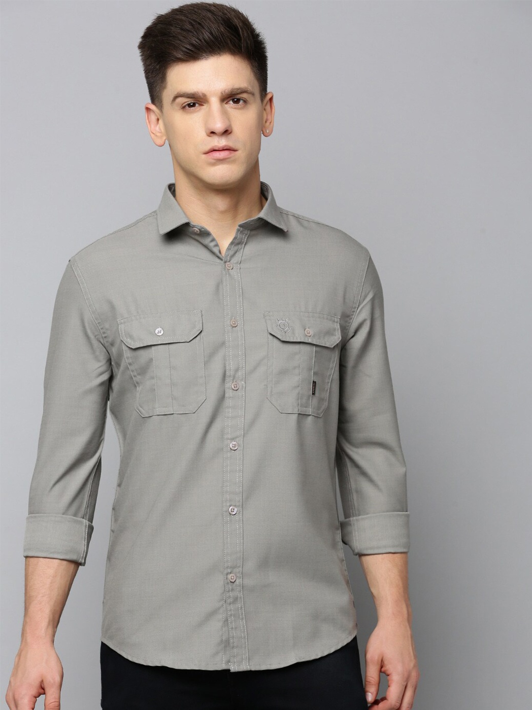 

SHOWOFF Comfort Opaque Twill Cotton Casual Shirt, Taupe