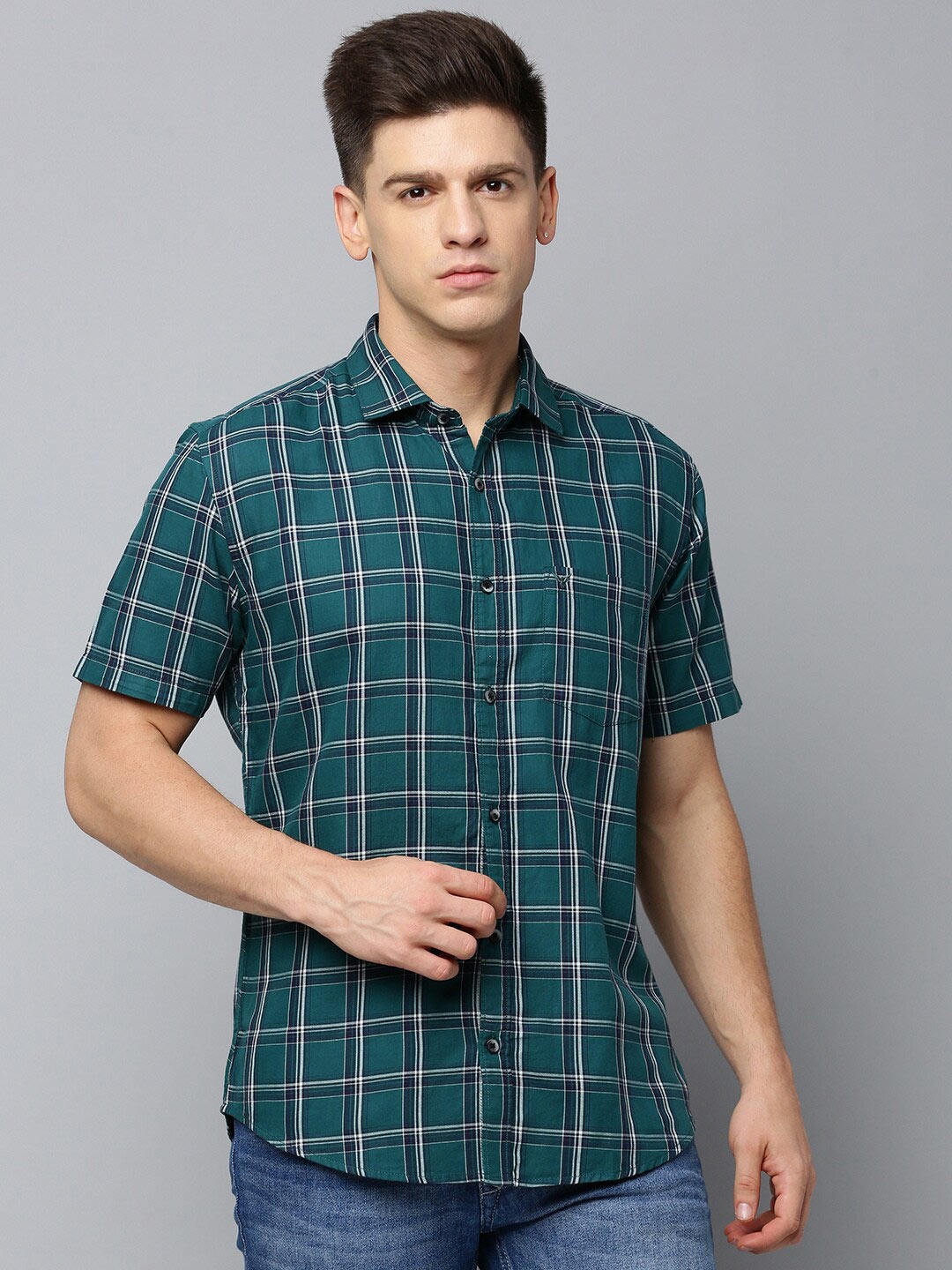 

SHOWOFF Comfort Fit Tartan Checked Casual Cotton Shirt, Green