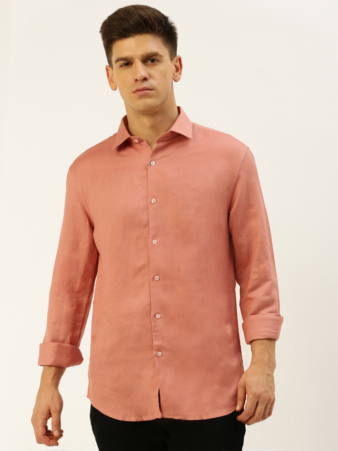 

SHOWOFF Spread Collar Comfort Linen Casual Shirt, Coral