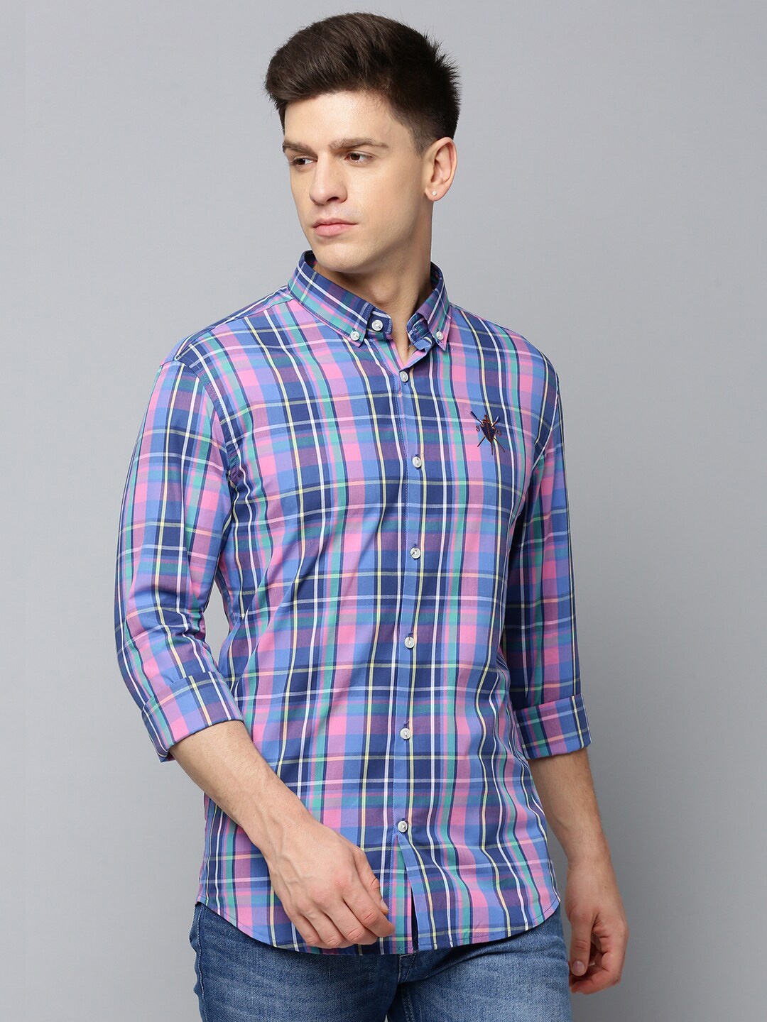 

SHOWOFF Comfort Fit Tartan Checked Casual Cotton Shirt, Blue