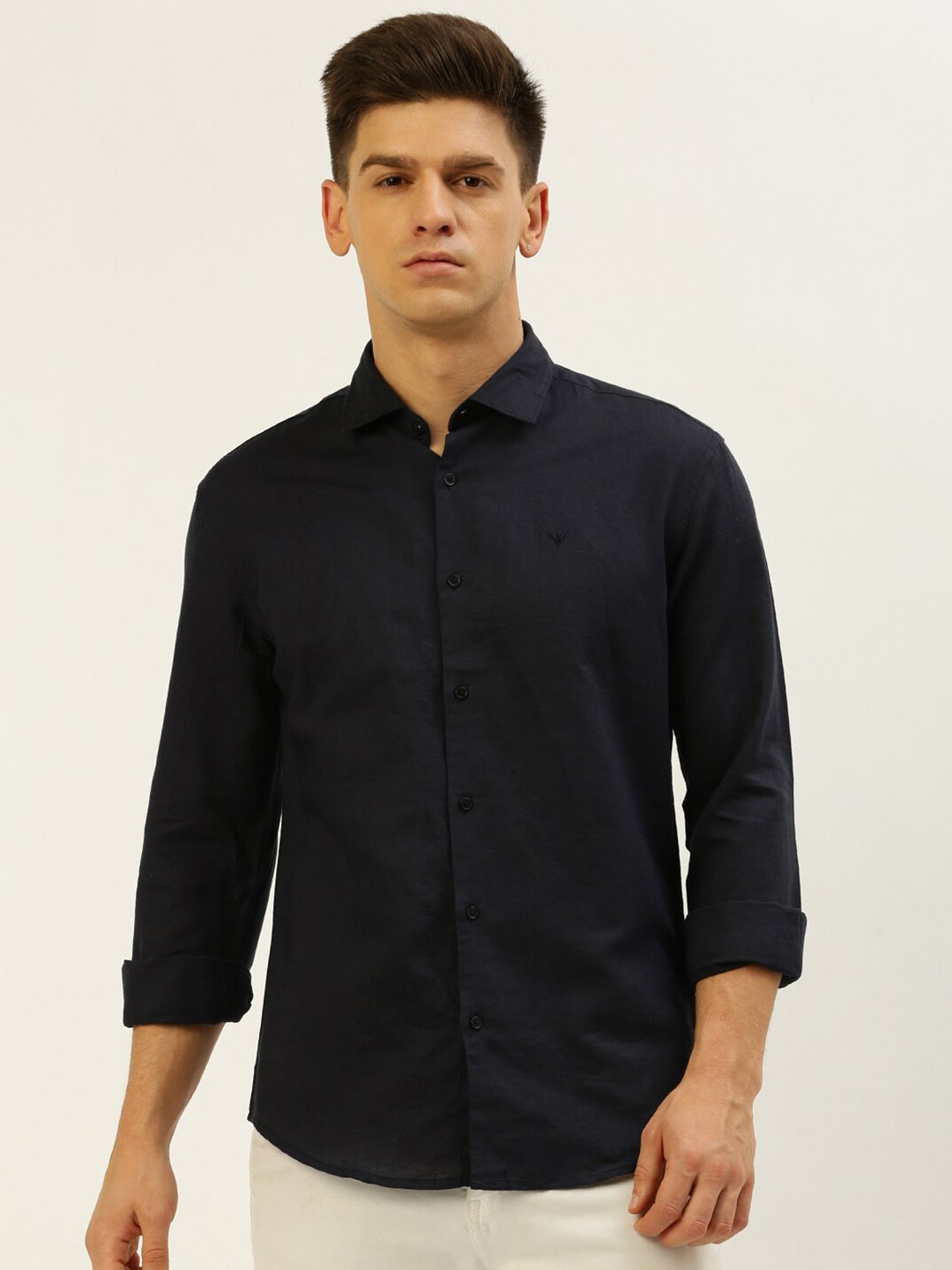 

SHOWOFF Comfort Spread Collar Cotton Casual Shirt, Navy blue