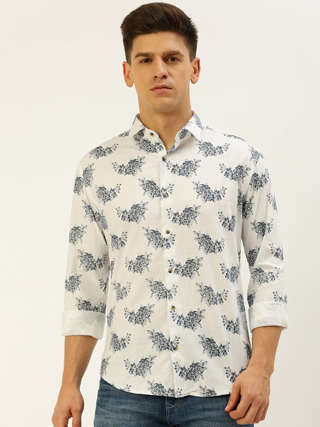 

SHOWOFF Comfort Floral Printed Cotton Casual Shirt, Off white