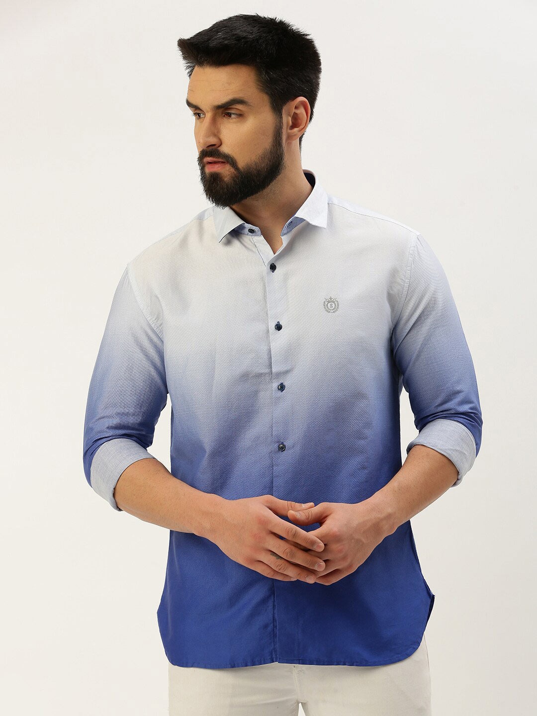 

SHOWOFF Comfort Spread Collar Cotton Casual Shirt, Blue