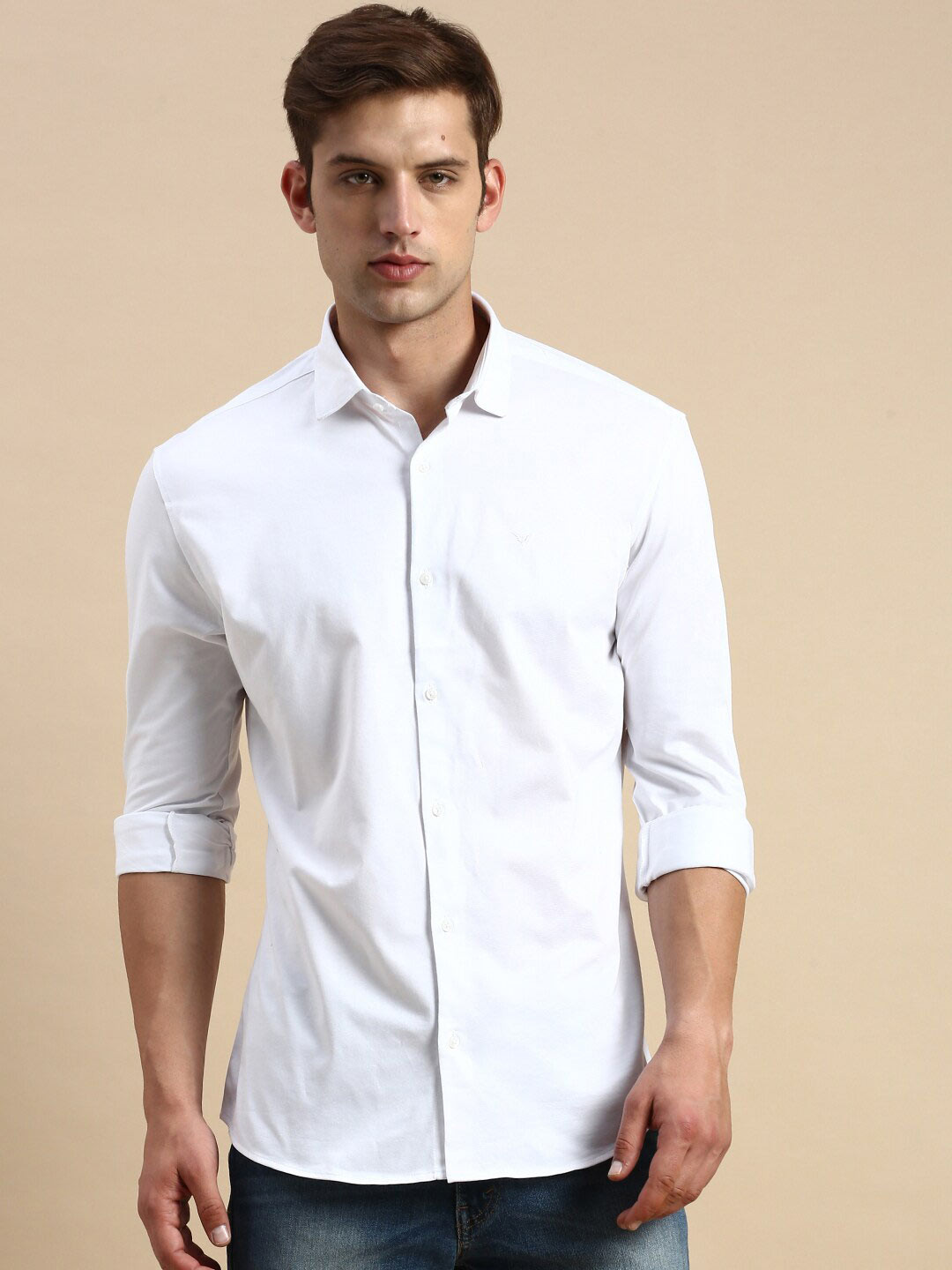 

SHOWOFF Comfort Spread Collar Cotton Casual Shirt, White