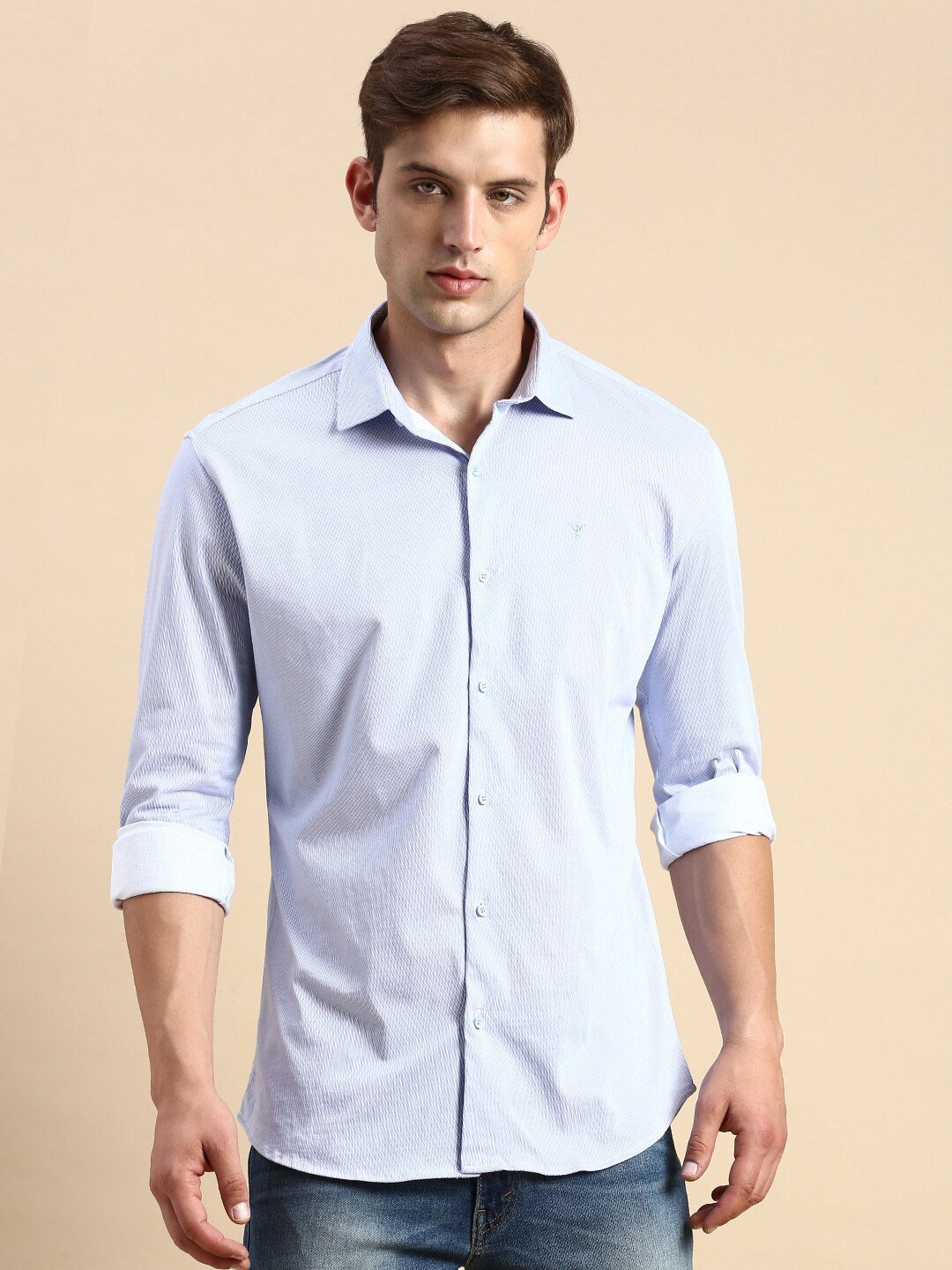 

SHOWOFF Comfort Slim Fit Striped Opaque Cotton Casual Shirt, Blue