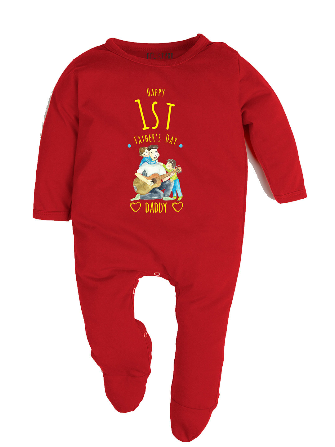 

FFLIRTYGO Kids Fathers Day Printed Round Neck Cotton Sleepsuit, Red