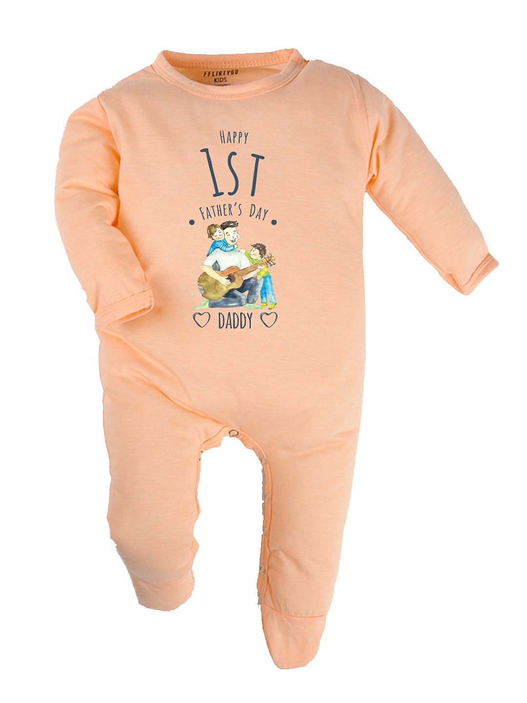 

FFLIRTYGO Kids Fathers Day Printed Round Neck Cotton Sleepsuit, Peach