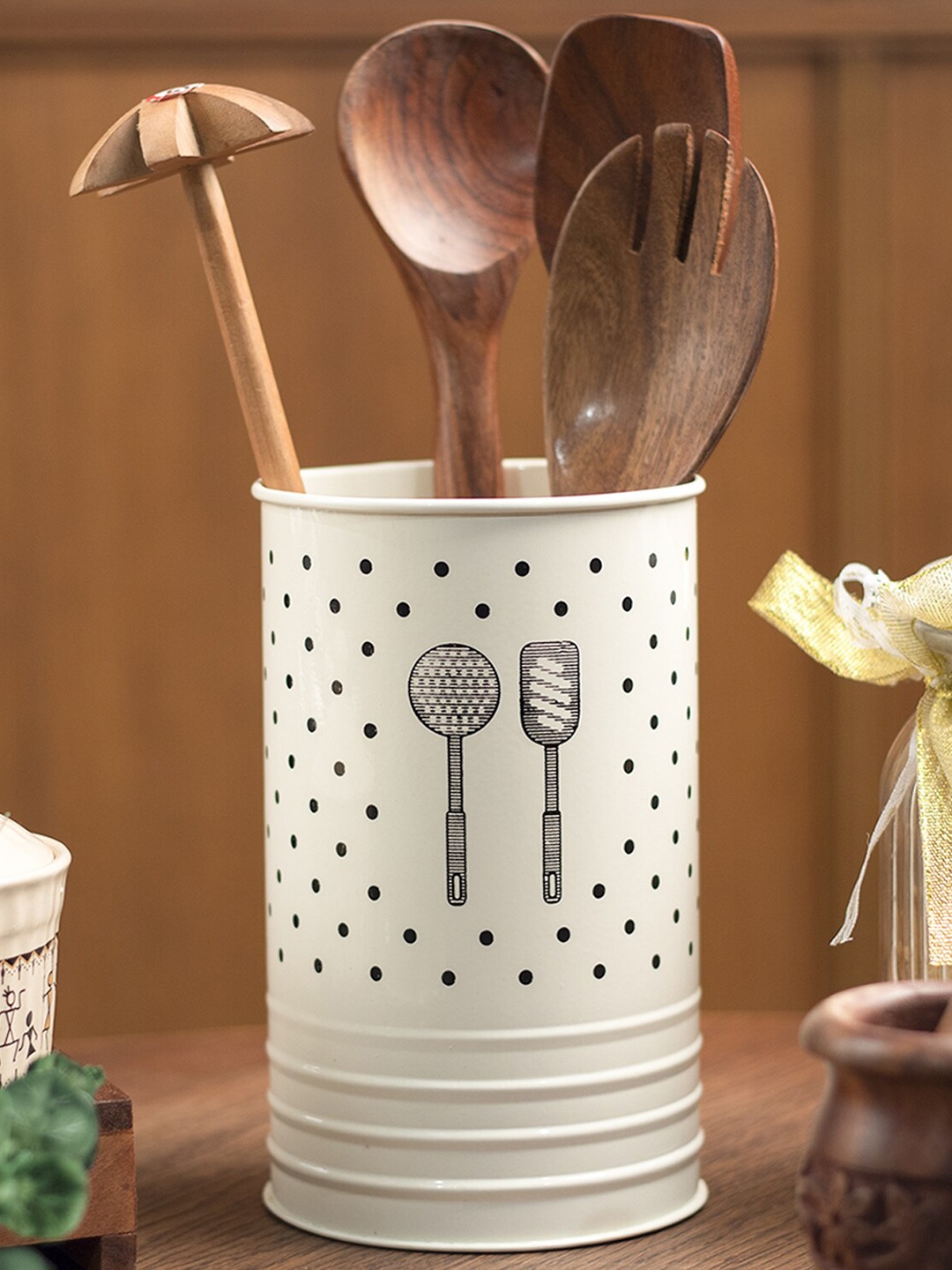 

MARKET99 White & Black Stylish Ivory Cutlery Holder