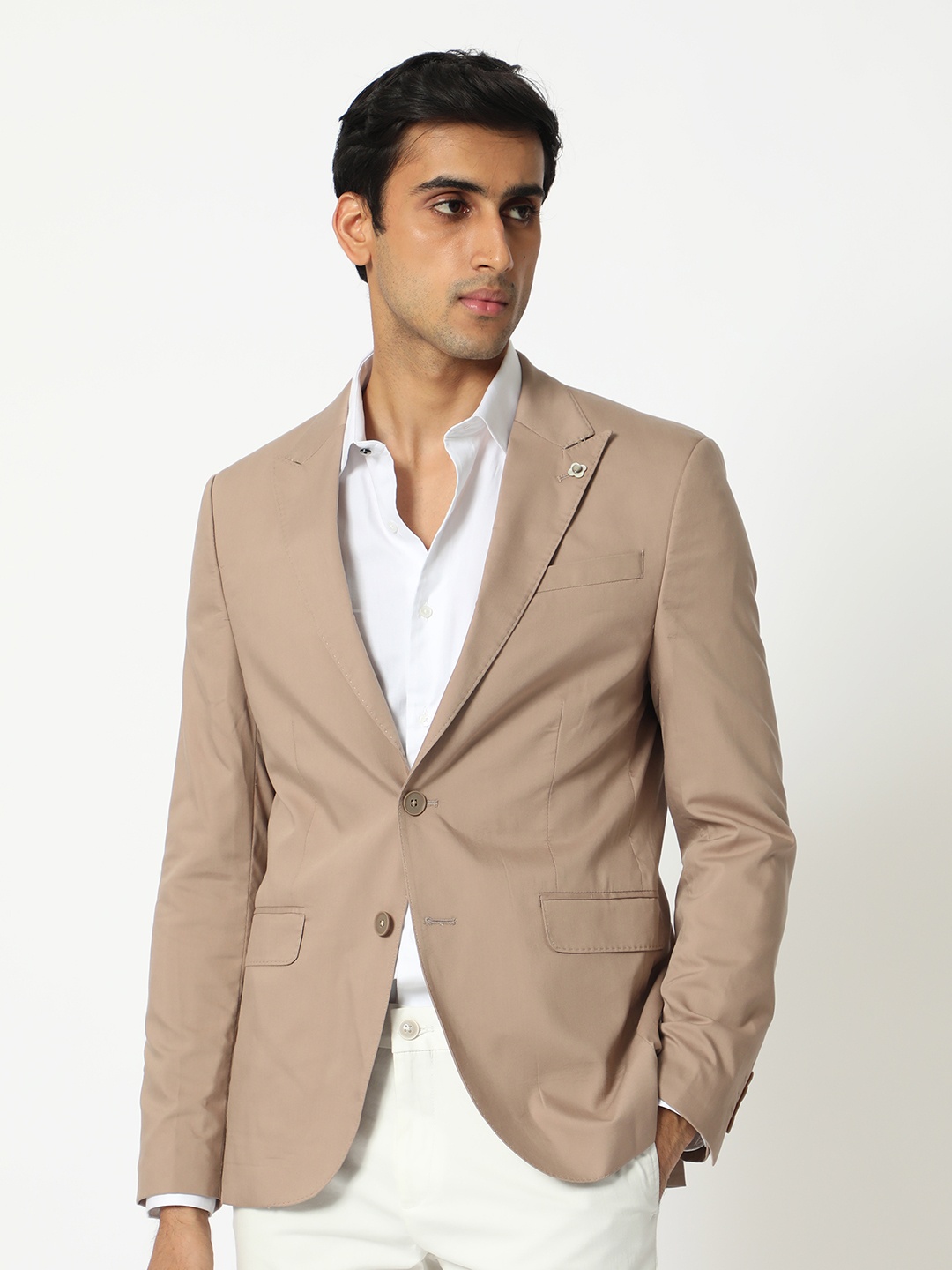 

RARE RABBIT Men Maroni Tailored Fit Single-Breasted Blazer, Beige