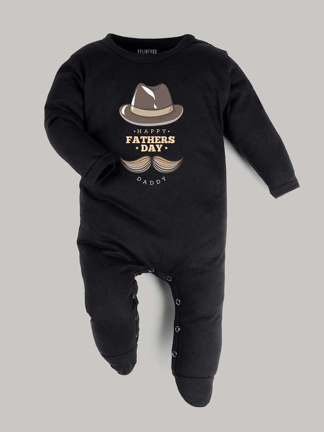 

FFLIRTYGO Kids Fathers Day Printed Round Neck Cotton Sleepsuit, Charcoal