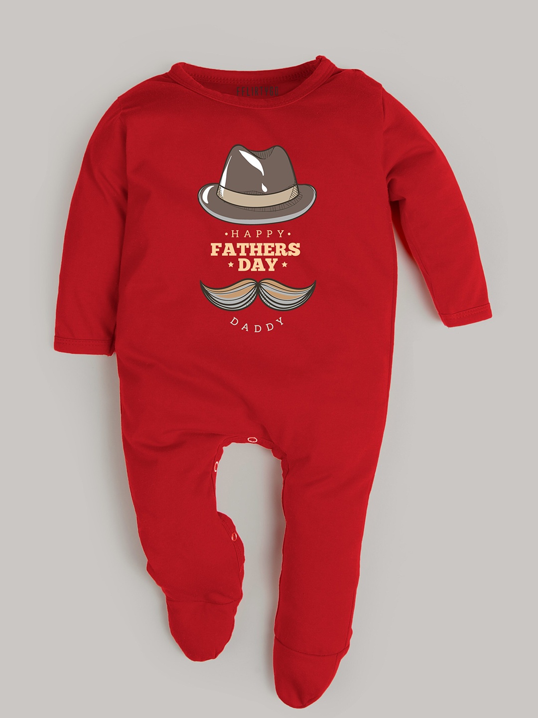 

FFLIRTYGO Kids Fathers Day Printed Round Neck Cotton Sleepsuit, Red