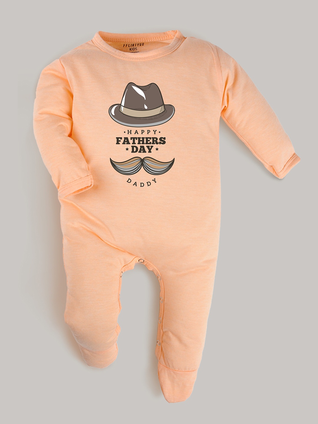 

FFLIRTYGO Kids Fathers Day Printed Round Neck Cotton Sleepsuit, Peach
