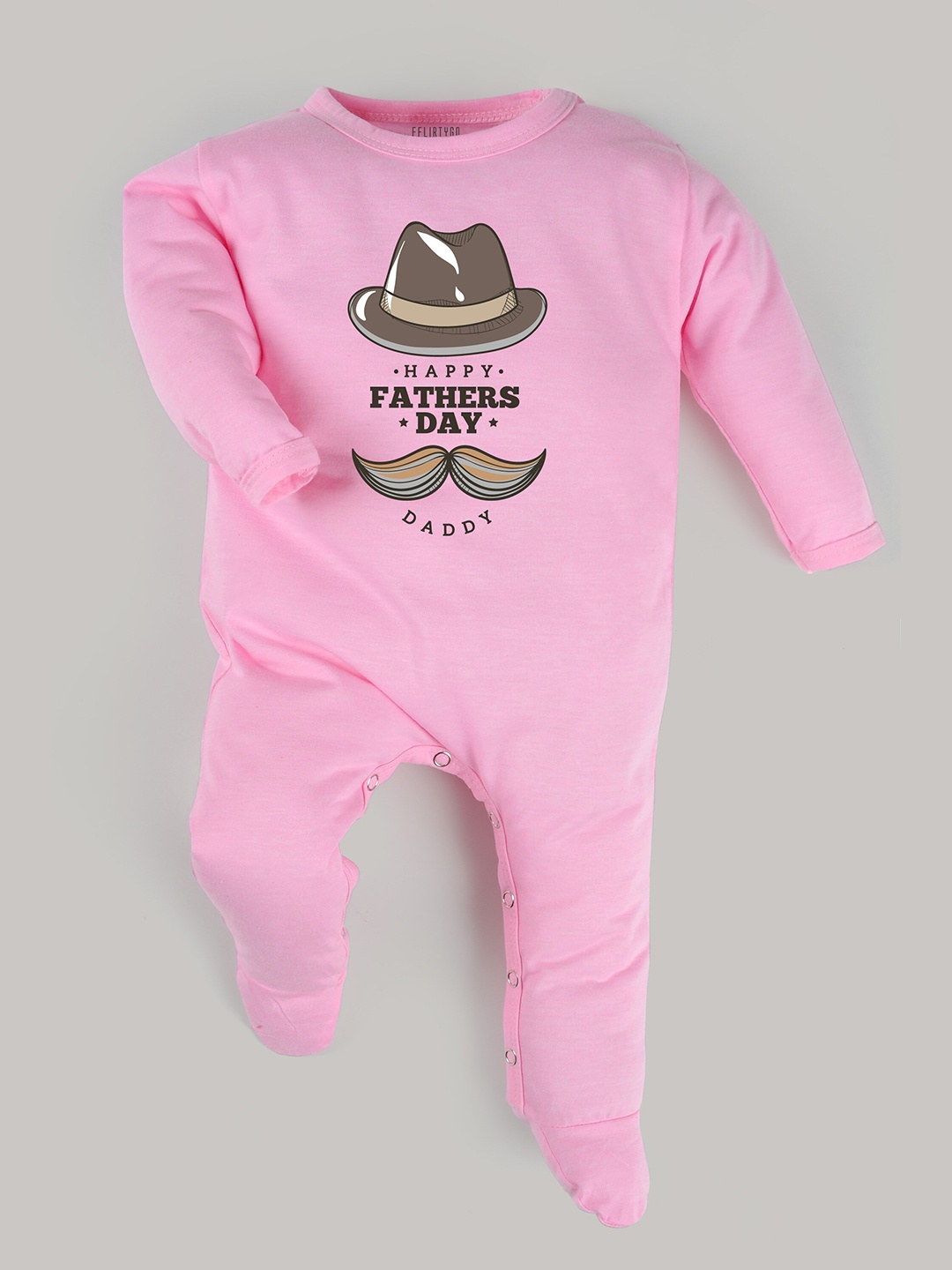 

FFLIRTYGO Kids Fathers Day Printed Round Neck Cotton Sleepsuit, Pink