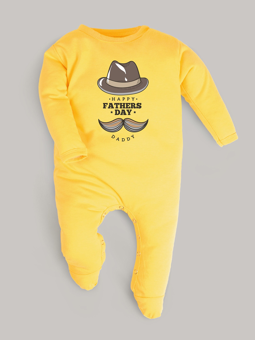 

FFLIRTYGO Kids Fathers Day Printed Round Neck Cotton Sleepsuit, Yellow