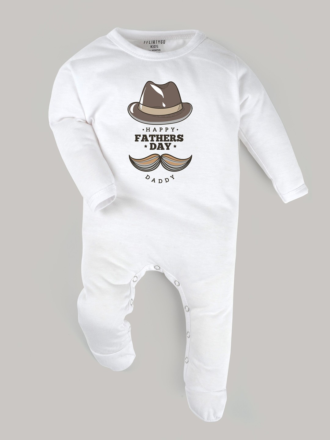 

FFLIRTYGO Kids Fathers Day Printed Round Neck Cotton Sleepsuit, White