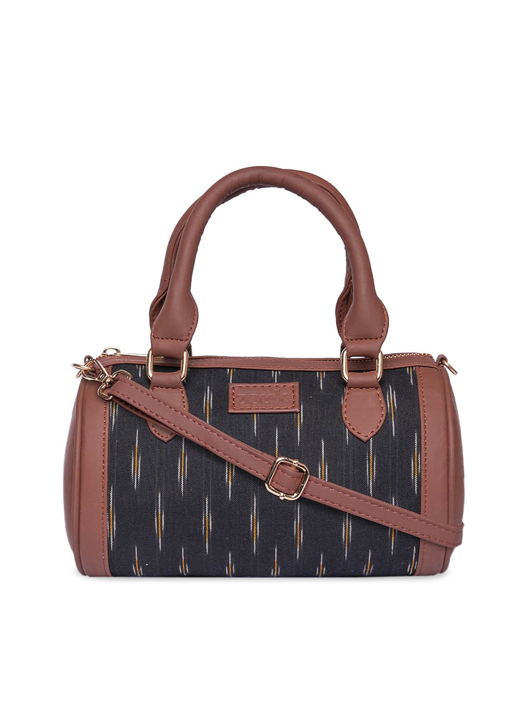 

ZOUK Geometric Printed Structured Handheld Bag, Black