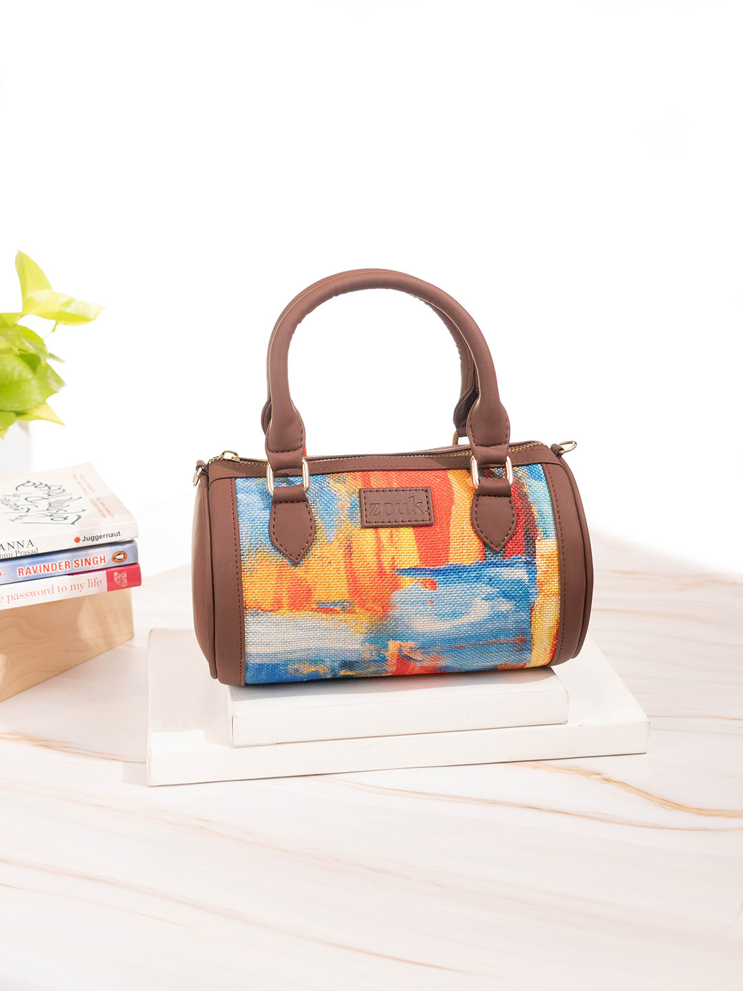 

ZOUK Printed Structured Handheld Bag, Orange
