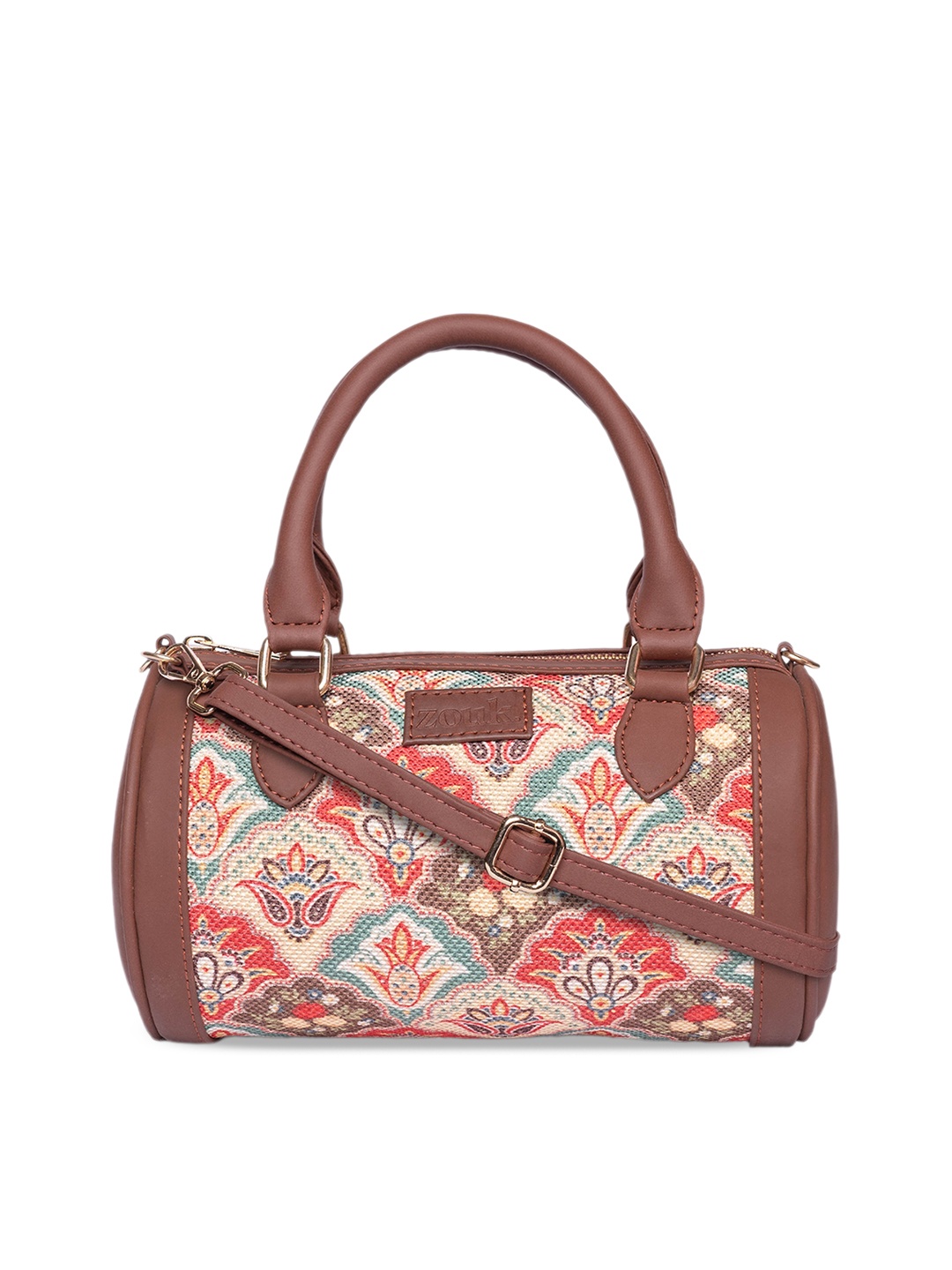 

ZOUK Ethnic Motifs Printed Structured Handheld Bag, White