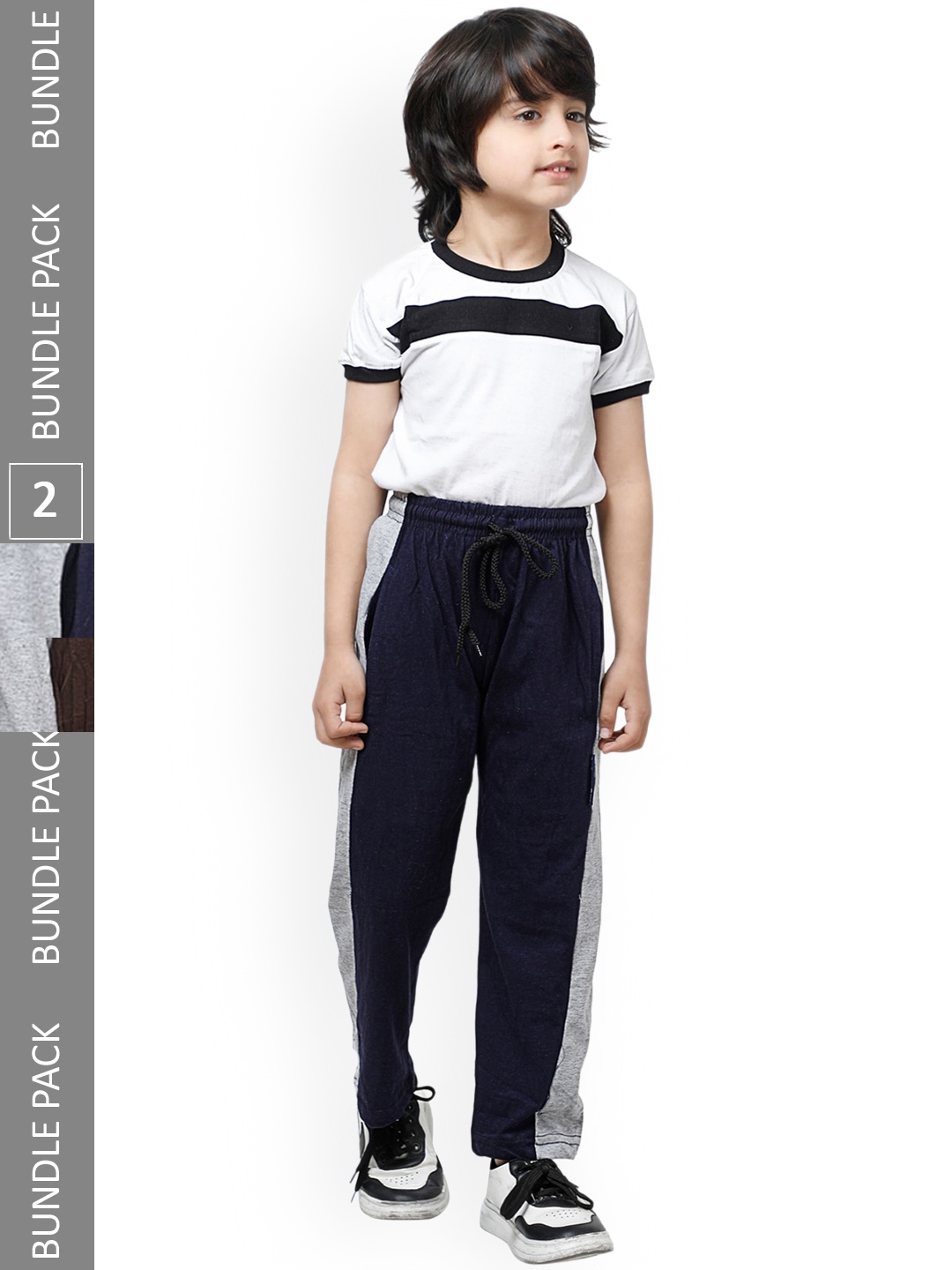 

IndiWeaves Boys Pack Of 2 Pure Cotton Track Pants, Navy blue