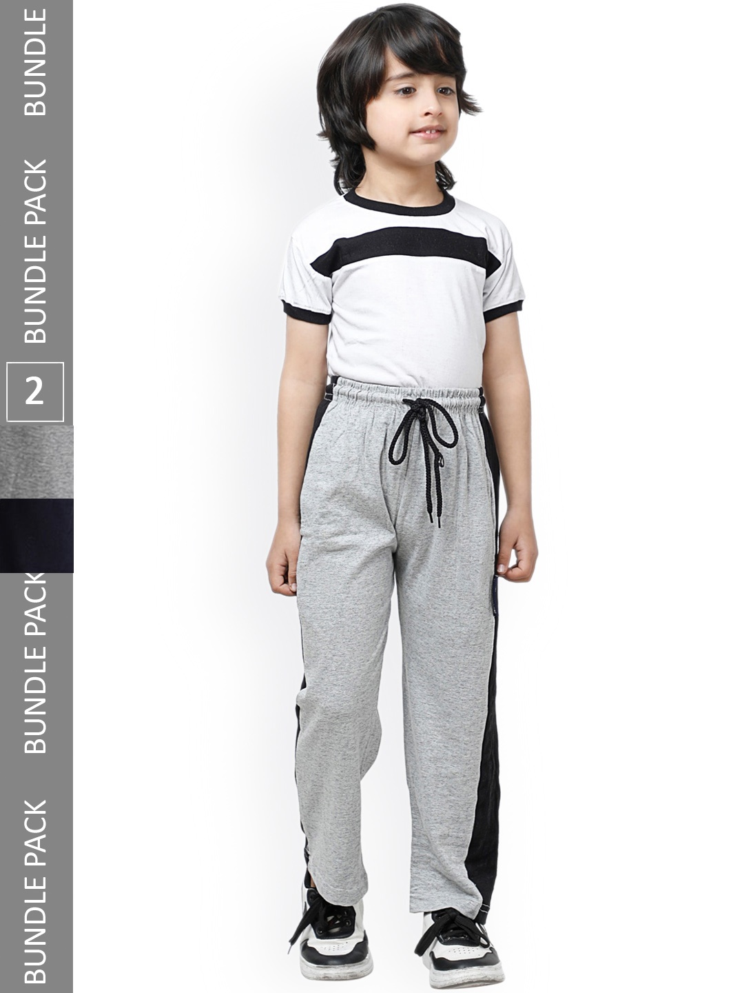 

IndiWeaves Boys Pack Of 2 Pure Cotton Track Pants, Navy blue