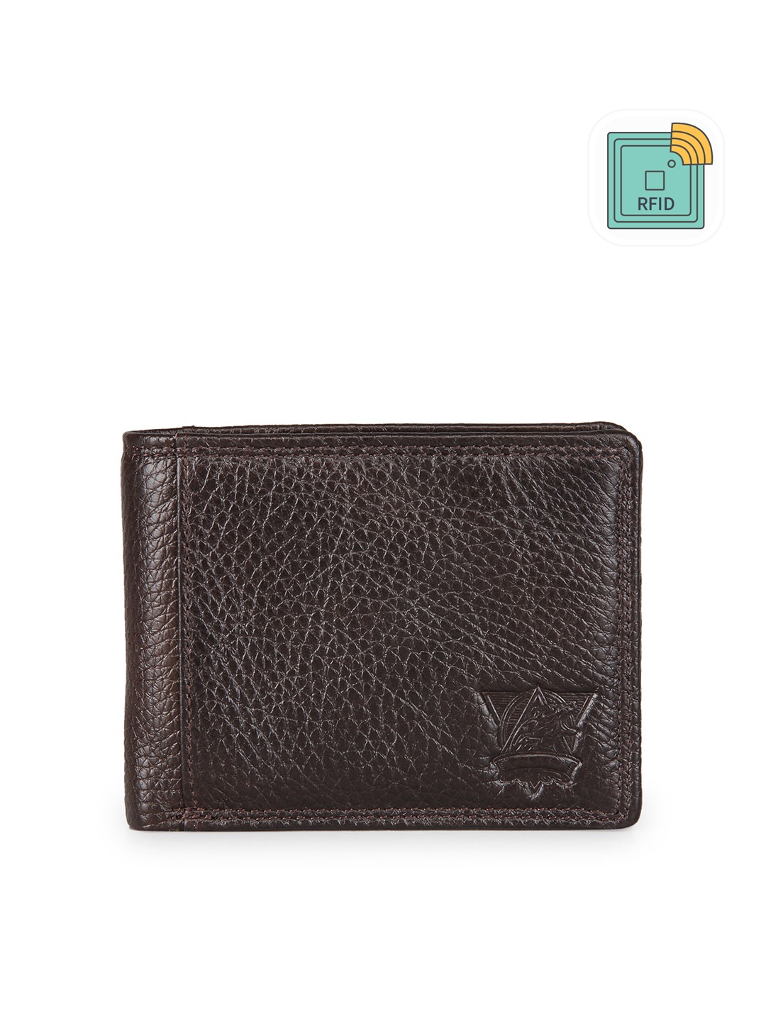 

GENWAYNE Men Textured Leather Two Fold Wallet With RFID, Brown