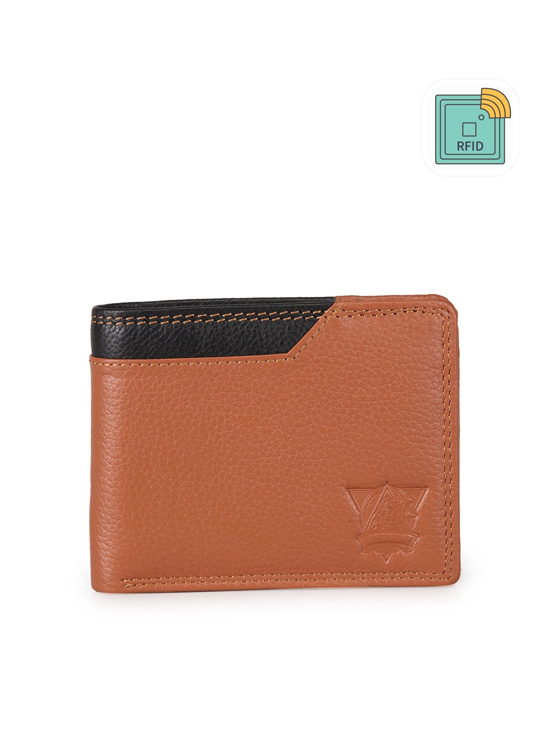 

GENWAYNE Men Textured Leather Two Fold Wallet With RFID, Tan