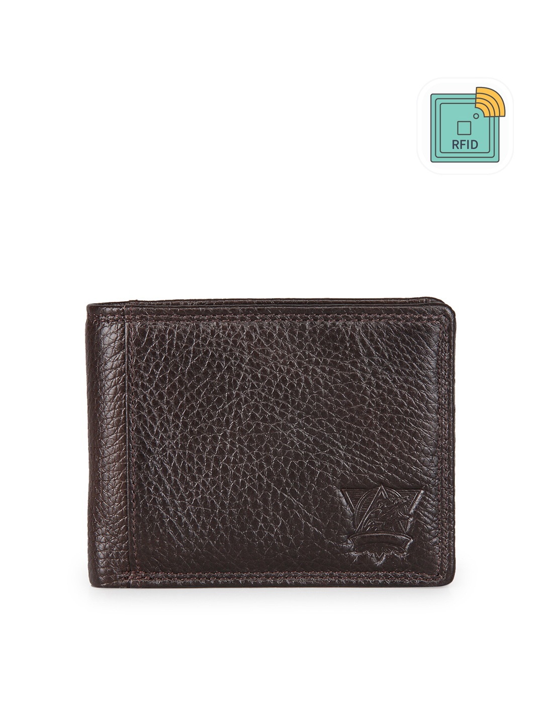 

GENWAYNE Men Textured Leather Two Fold Wallet, Brown