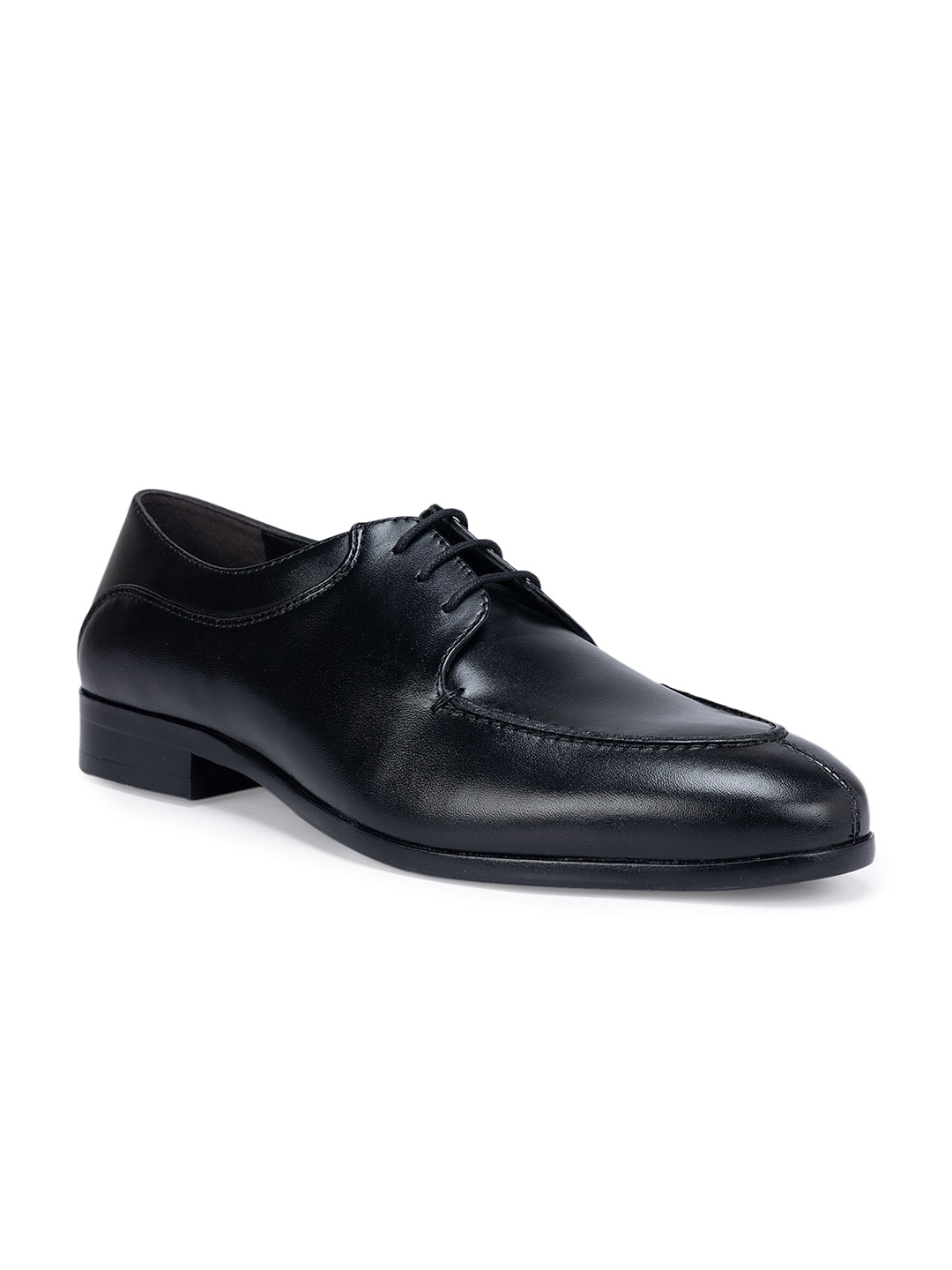 

ROSSO BRUNELLO Men Round-Toe Leather Formal Derbys, Black