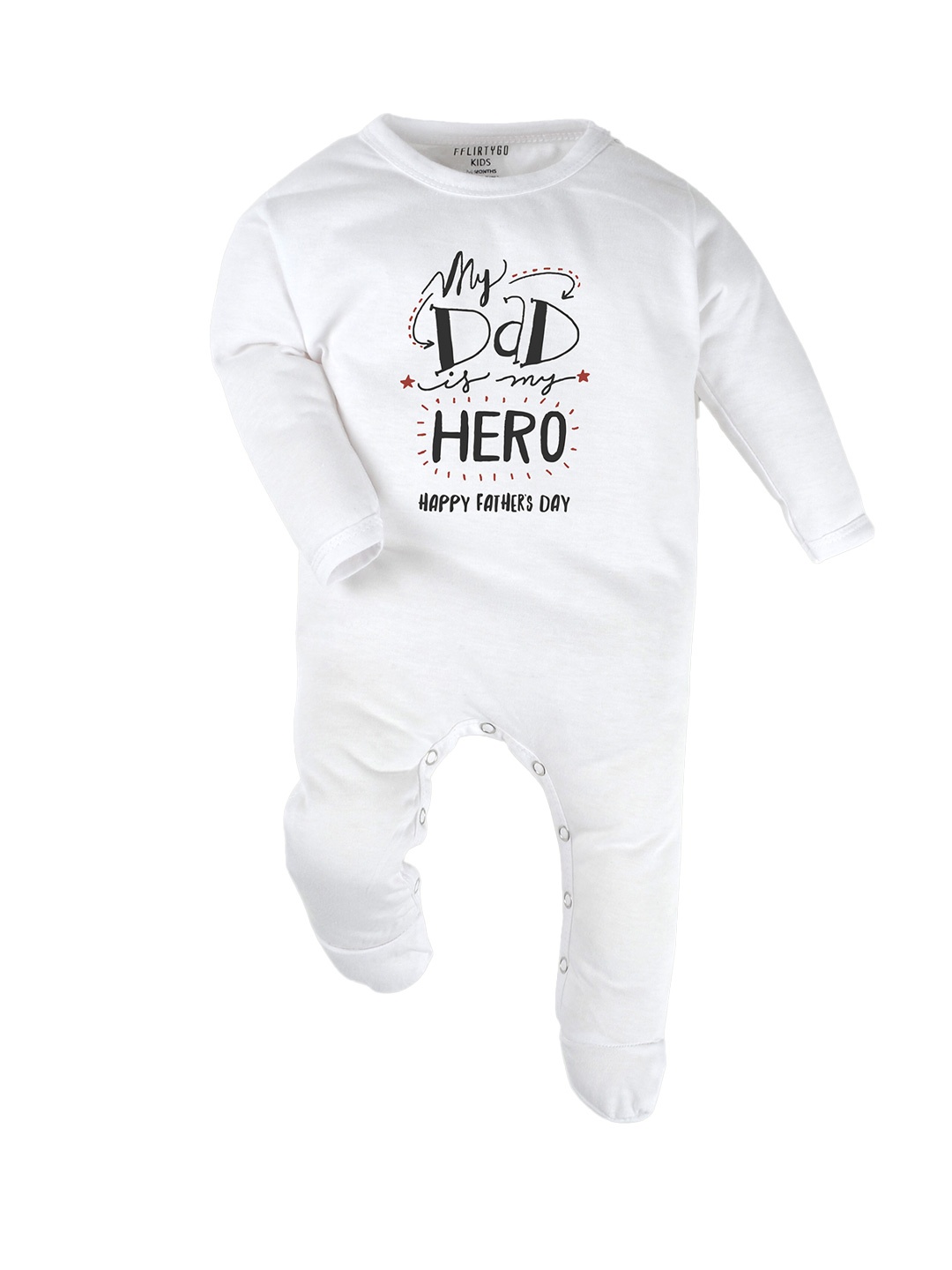 

FFLIRTYGO Infant Kids Typography Printed Pure Cotton Sleepsuit, White