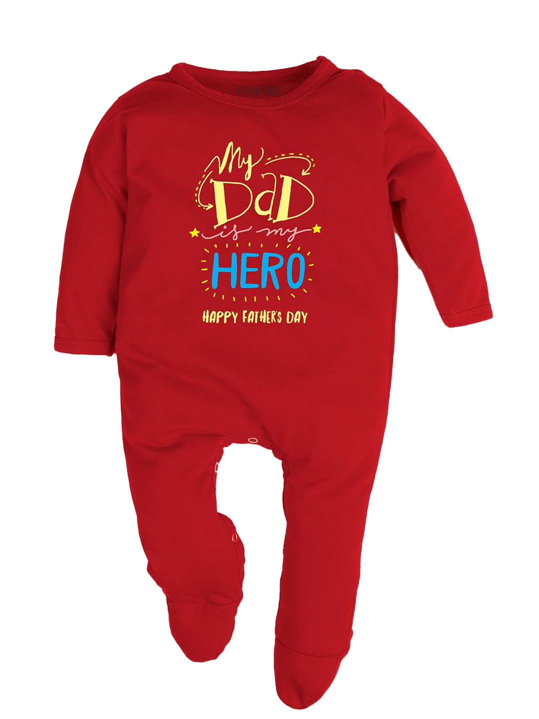 

FFLIRTYGO Infant Kids Typography Printed Pure Cotton Sleepsuit, Red