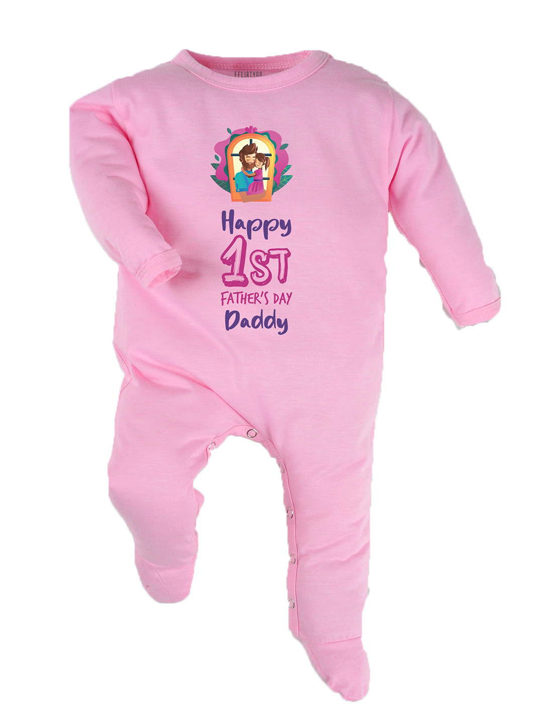 

FFLIRTYGO Infant Kids Typography Printed Pure Cotton Sleepsuit, Pink