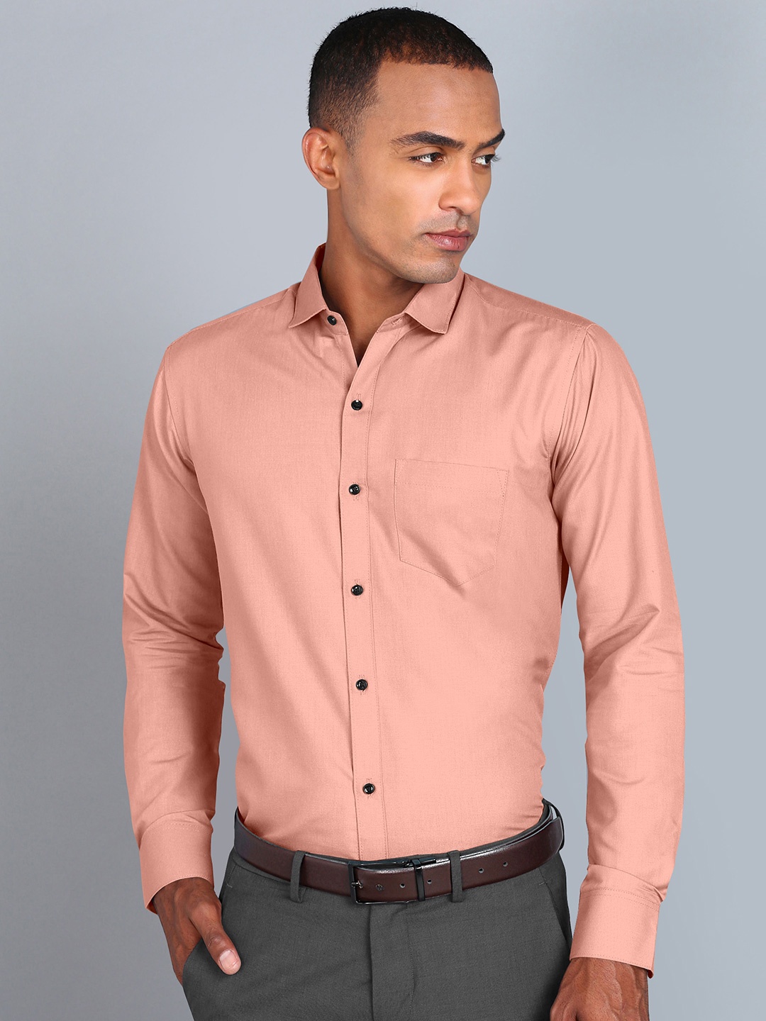 

Fibermill Smart Slim Fit Spread Collar Formal Shirt, Peach
