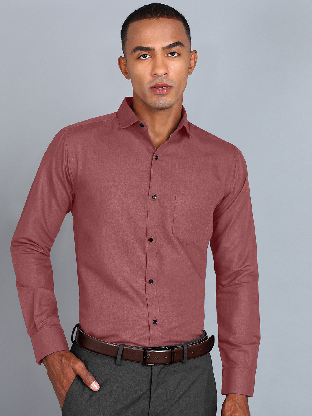 

Fibermill Smart Spread Collar Slim Fit Cotton Formal Shirt, Coral
