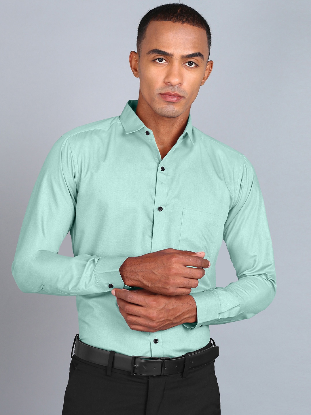 

Fibermill Smart Slim Fit Spread Collar Formal Shirt, Turquoise blue