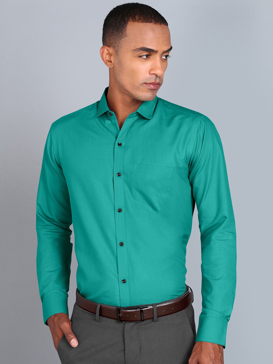 

Fibermill Smart Slim Fit Spread Collar Formal Shirt, Sea green