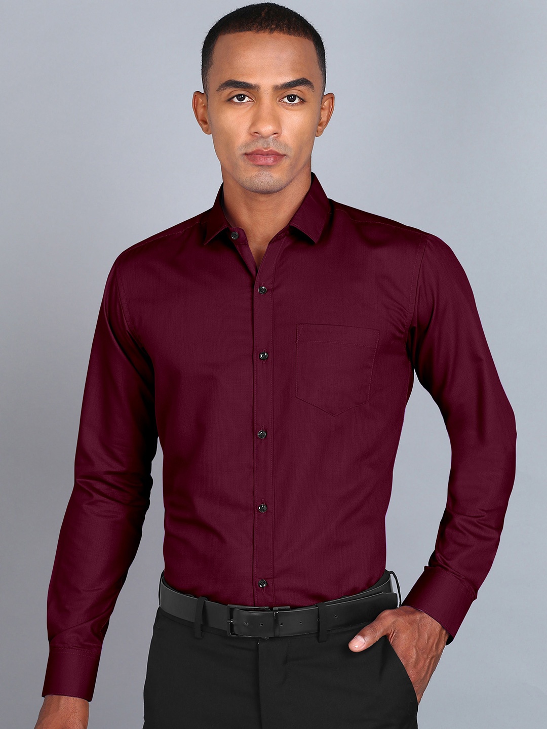 

Fibermill Smart Slim Fit Spread Collar Formal Shirt, Maroon