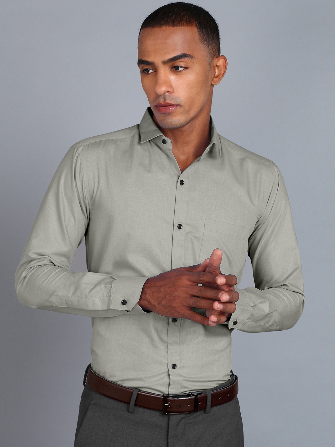 

Fibermill Smart Slim Fit Spread Collar Formal Shirt, Grey