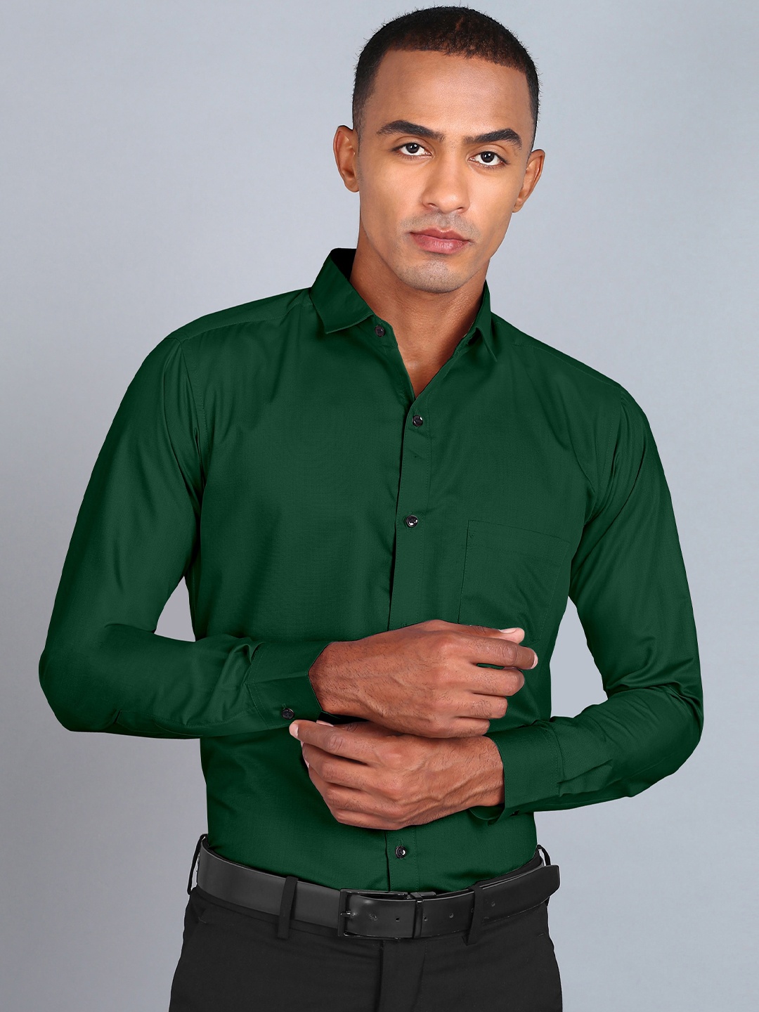 

Fibermill Smart Slim Fit Cotton Formal Shirt, Green