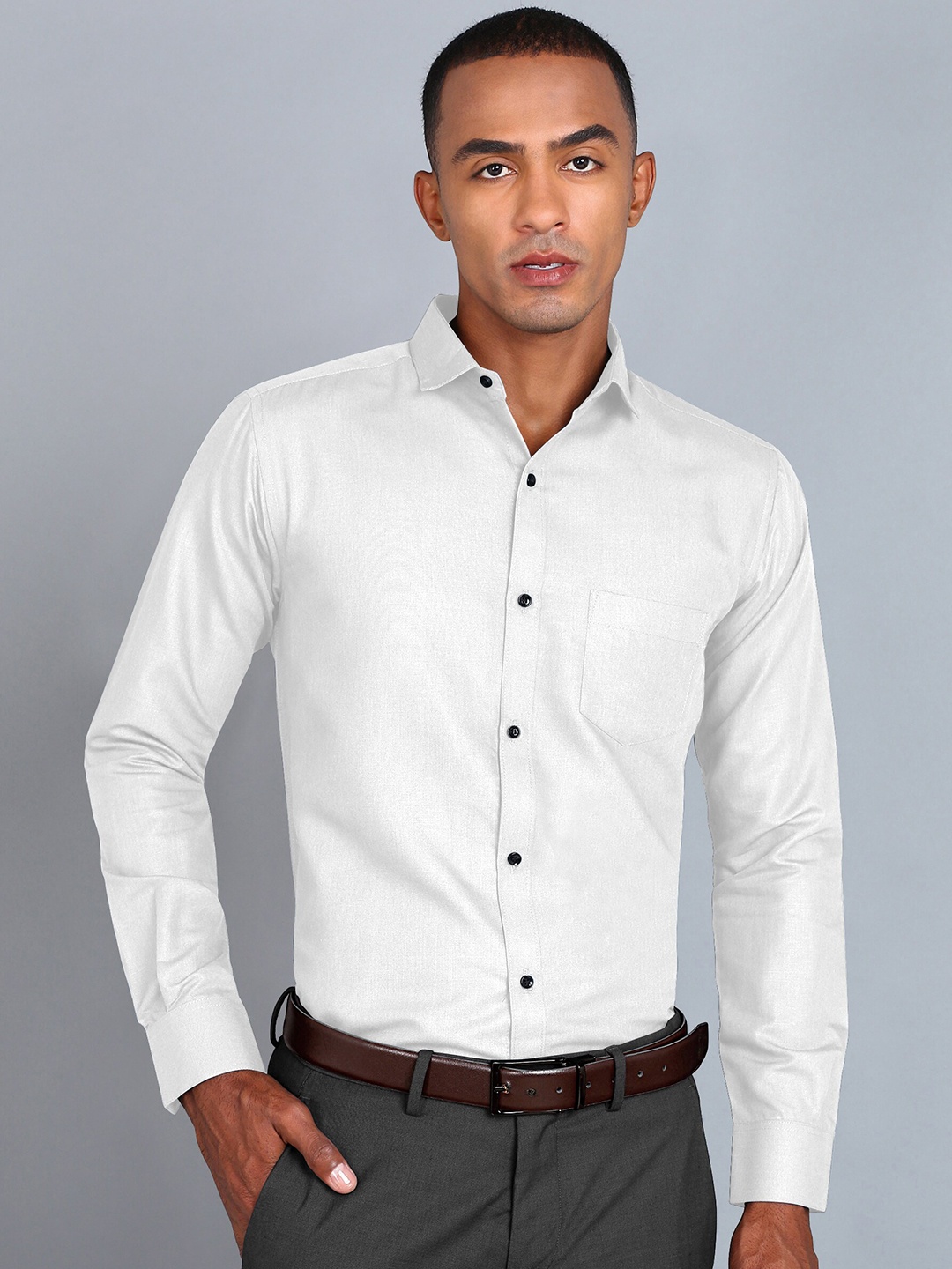 

Fibermill Smart Slim Fit Cotton Formal Shirt, White