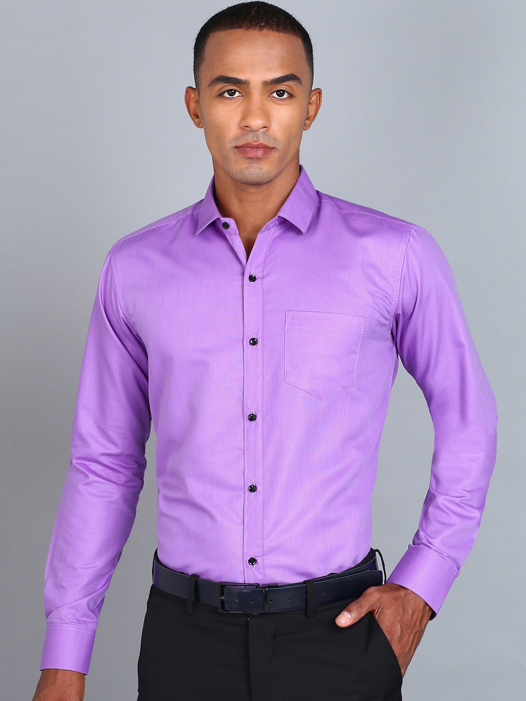 

Fibermill Smart Slim Fit Cotton Formal Shirt, Violet