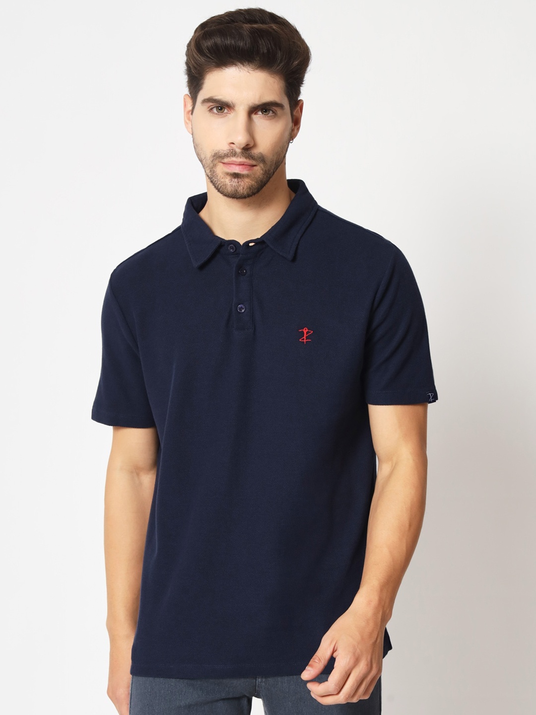 

Aazing London Polo Collar Cotton T-Shirt, Navy blue