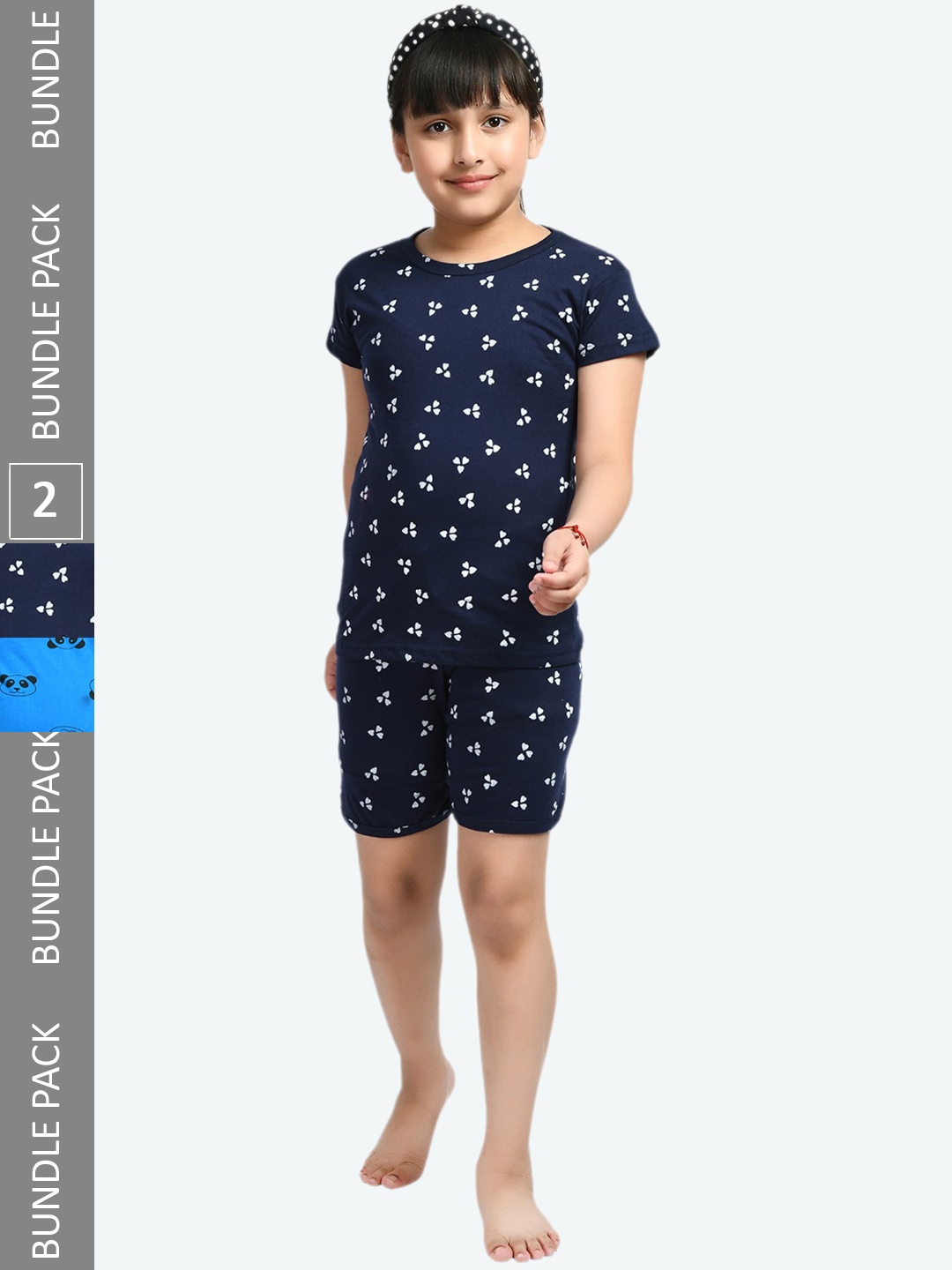 

IndiWeaves Girls Pack Of 2 Conversational Printed Pure Cotton Night Suit, Blue