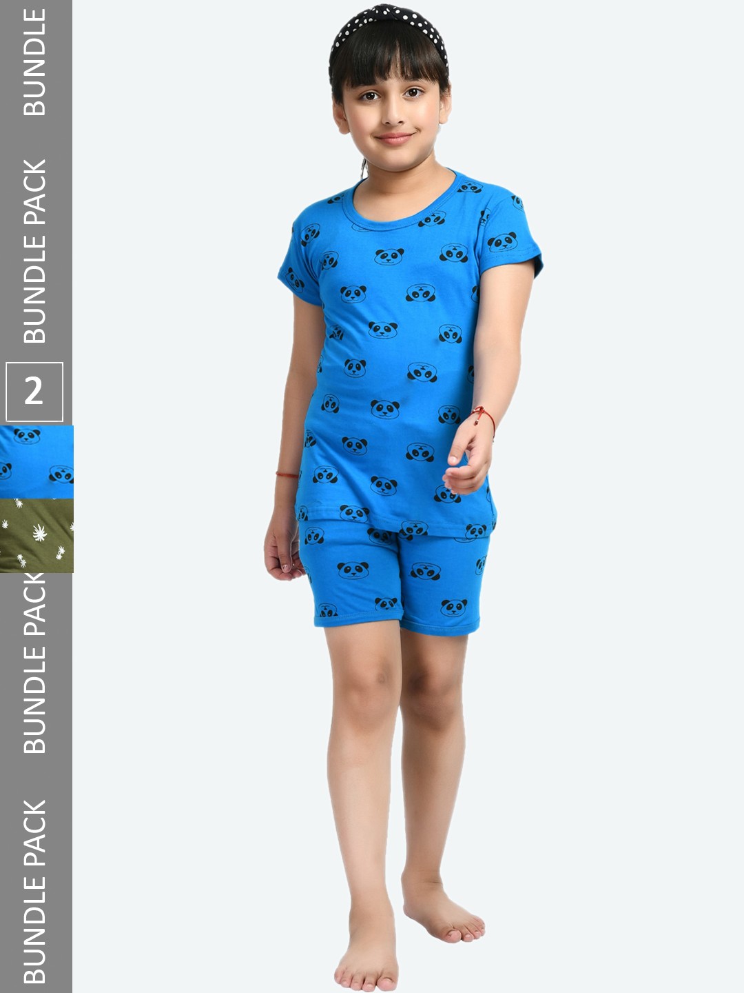 

IndiWeaves Girls Pack Of 2 Conversational Printed Pure Cotton Night Suit, Blue