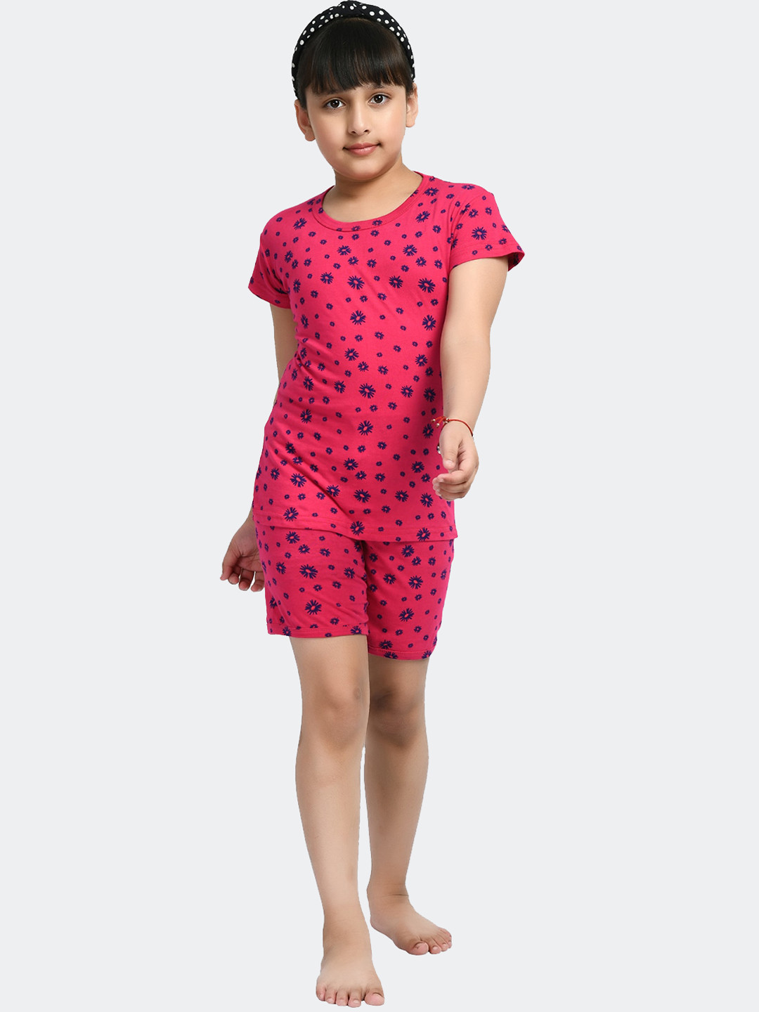 

IndiWeaves Girls Conversational Printed Pure Cotton Night Suit, Magenta