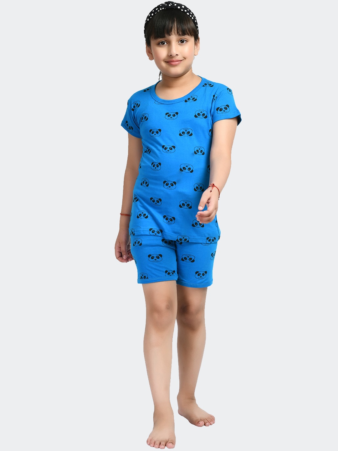

IndiWeaves Girls Conversational Printed Pure Cotton Night Suit, Blue